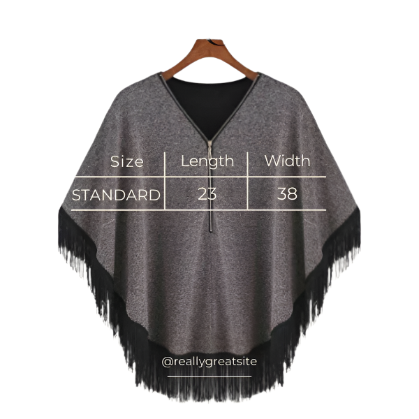 Grey Women Zipper Cape Poncho