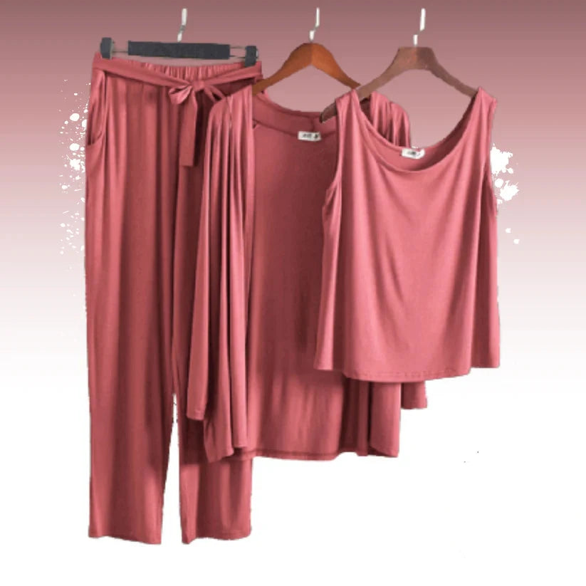 Hot Pink 03 Pcs Sleep Wear For Her