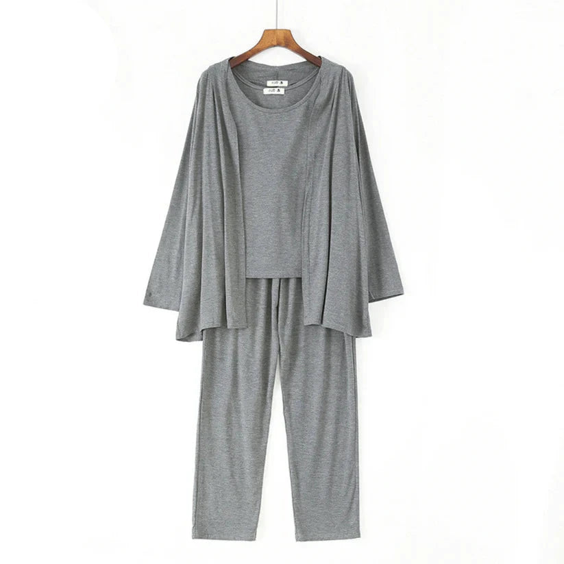 Light Grey 03 Pcs Sleep Wear For Her