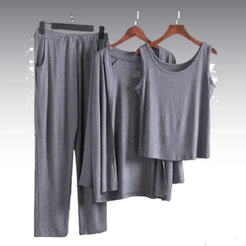 Light Grey 03 Pcs Sleep Wear For Her