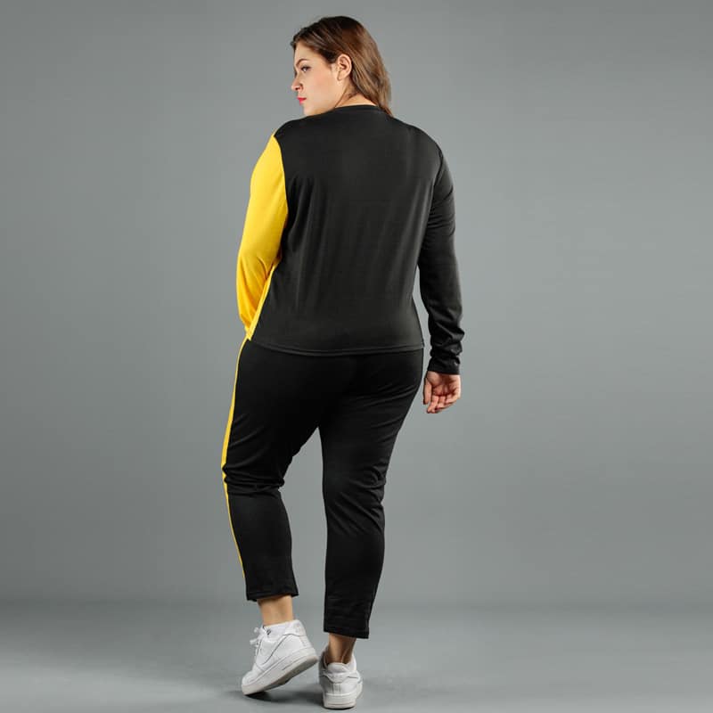 MULTICOLOUR YELLOW STREET PANEL FULL SLEEVES GYM TRACK SUIT FOR WOMEN BY AUA GARMENTS