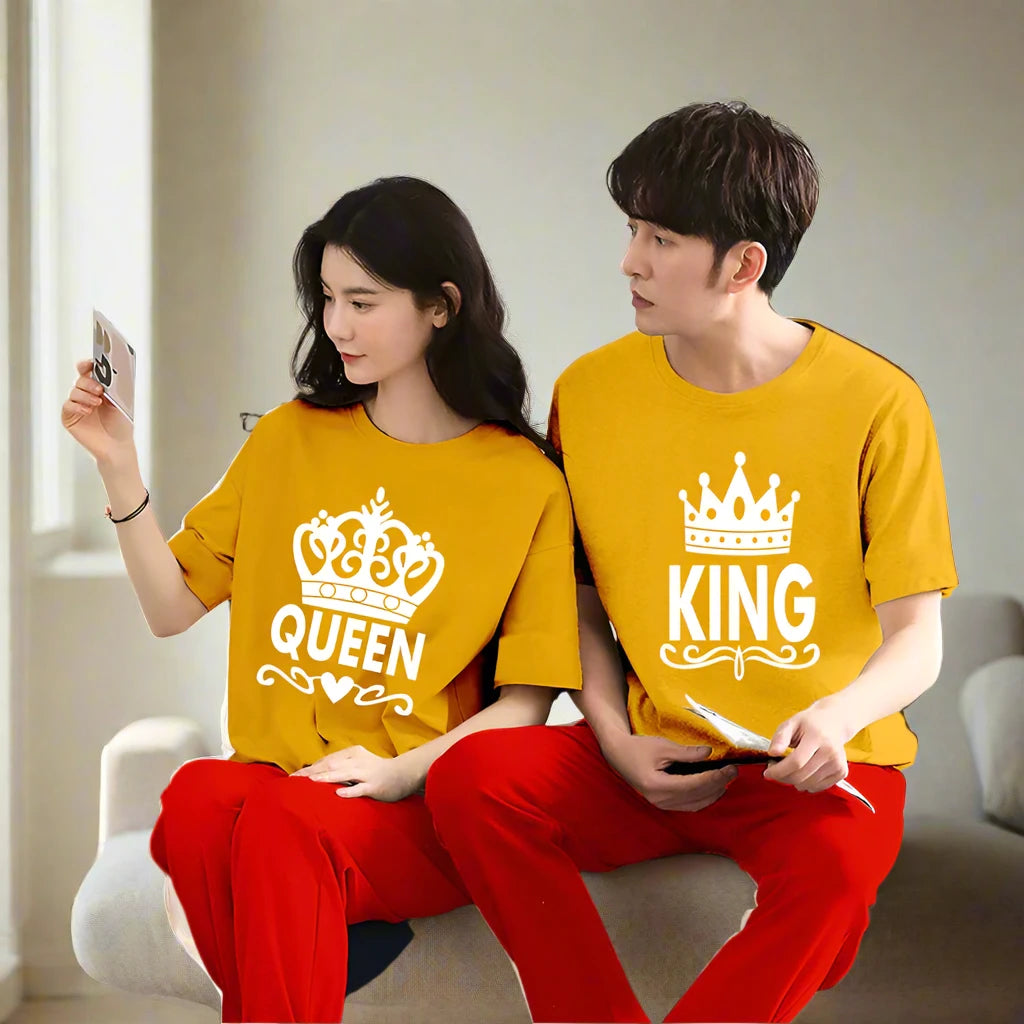 Queen & King Couple Night Suit for Men and Women Pack of 2 (7 colours)