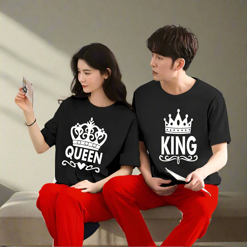 Queen & King Couple Night Suit for Men and Women Pack of 2 (7 colours)