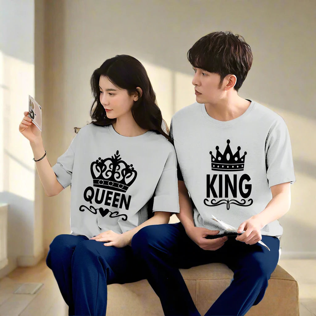 Queen & King Couple Night Suit for Men and Women Pack of 2 (7 colours)