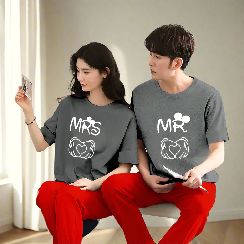 MR & MRS Couple Night Suit for Men and Women Pack of 2