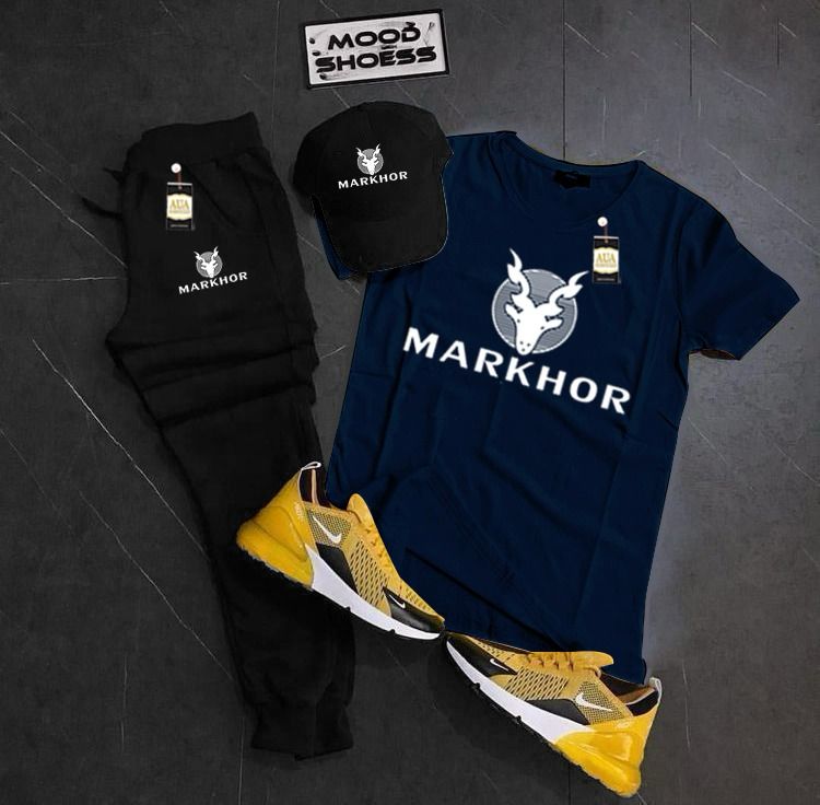 MARKHOR Printed Set Of 3 Tracksuit For Men's (T-Shirt+Trouser+Cap)