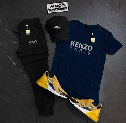 KENZO PARIS Printed Set Of 3 Tracksuit For Men's (T-Shirt+Trouser+Cap)