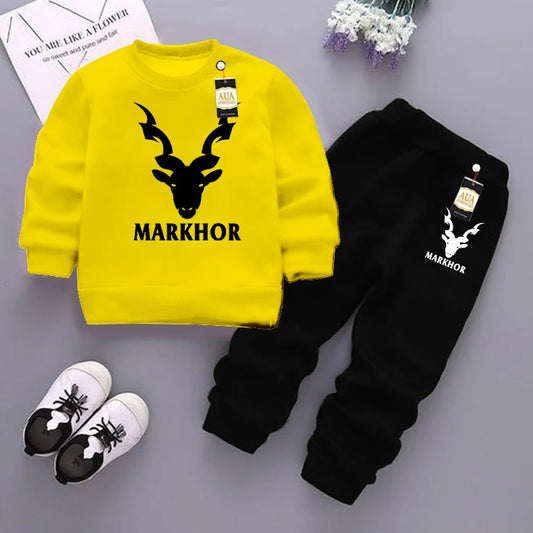 Yellow and Black (Markhor) Printed Kids Tracksuit for Winter