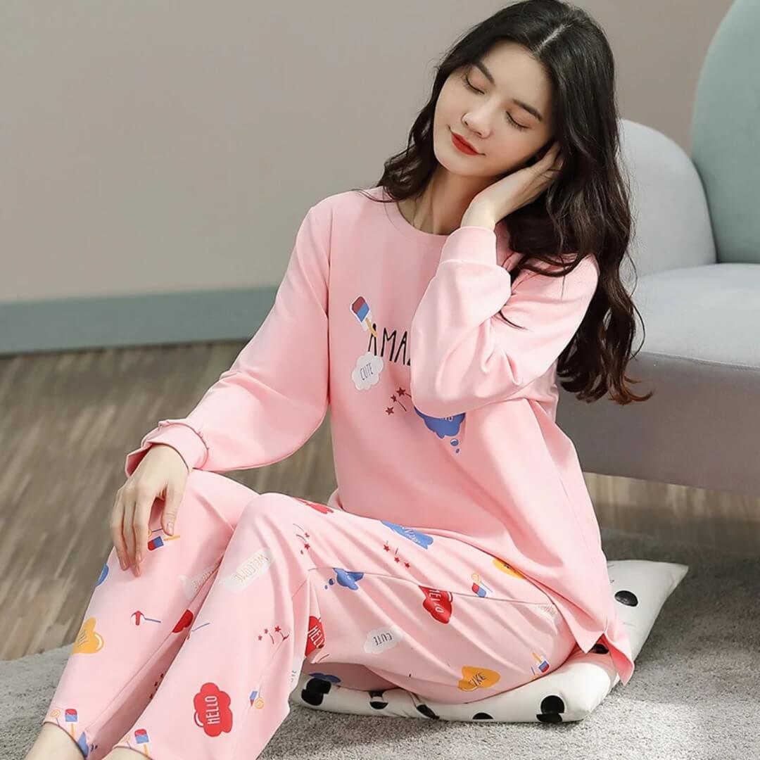 Baby Pink Amazing Printed PJ Set For Her